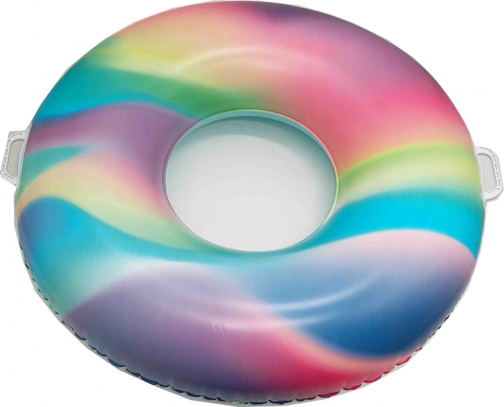 High Quality Printed Rainbow Swim Ring With Handle