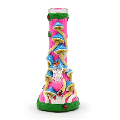 Colorful mushroom tree Glass Beaker Bong