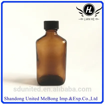 60ml flat square amber pharmaceutical essential oil glass bottle