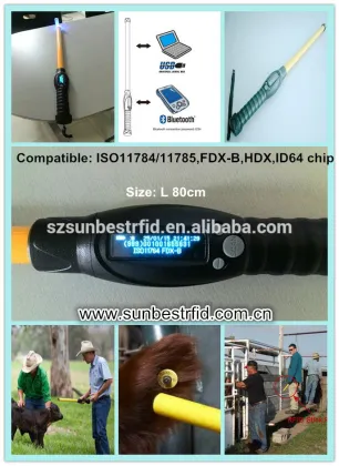 Long stick RFID Animal ear tag reader 134.2KHz ear tag scanner
