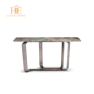 Neuankömmlinge Custom Fünf -Sterne -Hotel Luxus Golden Edelstahl Blue Marmor Top Console Tisch
