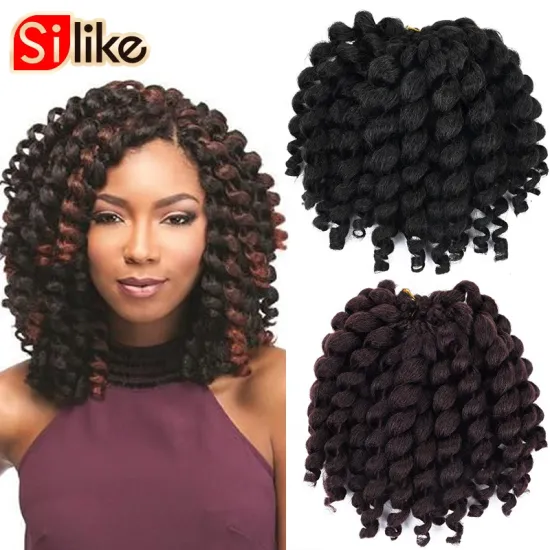 wholesale braid 8'' 80g  hairJumpy Wand Curl Jamaican Bounce Synthetic Braiding Hair Extension Crochet Braid Hair For Any Woman