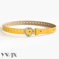 Yellow Women's PU Pin Buckle Korean-Style Heart Belt
