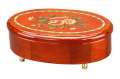Caja de joyería de madera Musical oval con diseño con incrustaciones