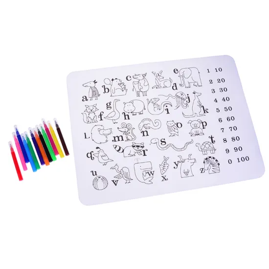 Silicone Washable Coloring Placemat Reusable Coloring Mat Tableware Learning Drawing Toy For Baby Gift New Kids