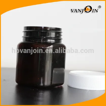 200ml PET Brown Wide Mouth Jars with white caps