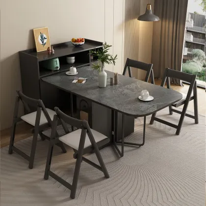 Modern Luxury Dining Table and Chair Set - Retractable Folding Furniture for Home