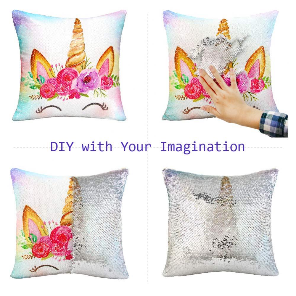 Unicorn Theme Reversible Sequin Pillow 1