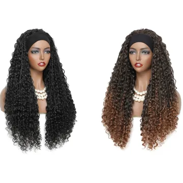 Goddess Box Braid Wig Synthetic Headband Wig Bohemian River Locs Curly Crochet Hair for Women 26inch Long Braided Wigs