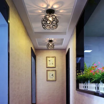 Crystal Chandelier Light for Hallway - 1-Light Flush Mount Ceiling Lamp