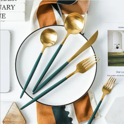 Dark Green Cutlery Spoon Chopsticks