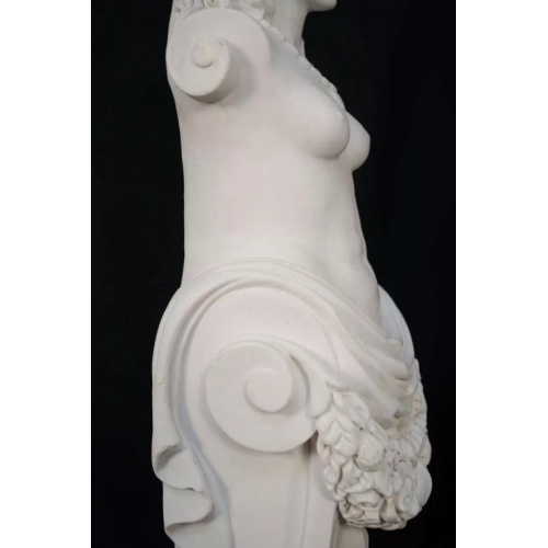 Classic Marble Statues Featuring Female Figures and Flowers