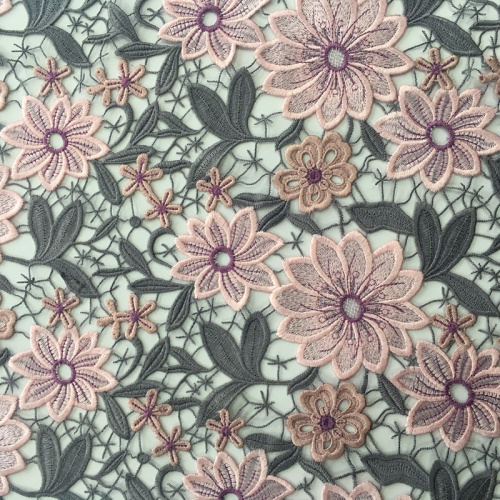 Classic Multicolor Flower Chemical Lace Embroidery Fabric