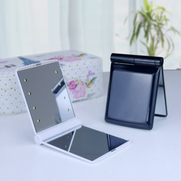 Factory-Price LED Dual-Sided Foldable Vanity Mirror with ABS Square Design - Perfect for Personalized Makeup Application