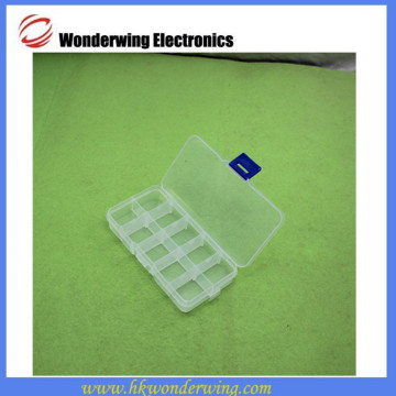 Transparent electronic components storage box with 10 grid mounted separately