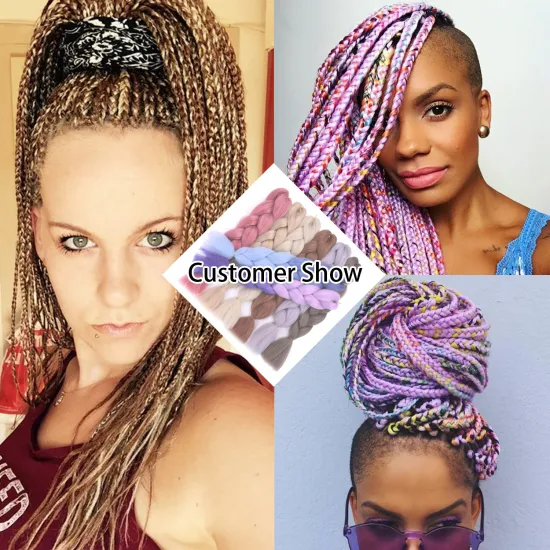 Synthetic Expression Braiding Bulk  Hair 82" 165g Long Jumbo Braid Hair Two Colored Crochet Braids Expression attachment