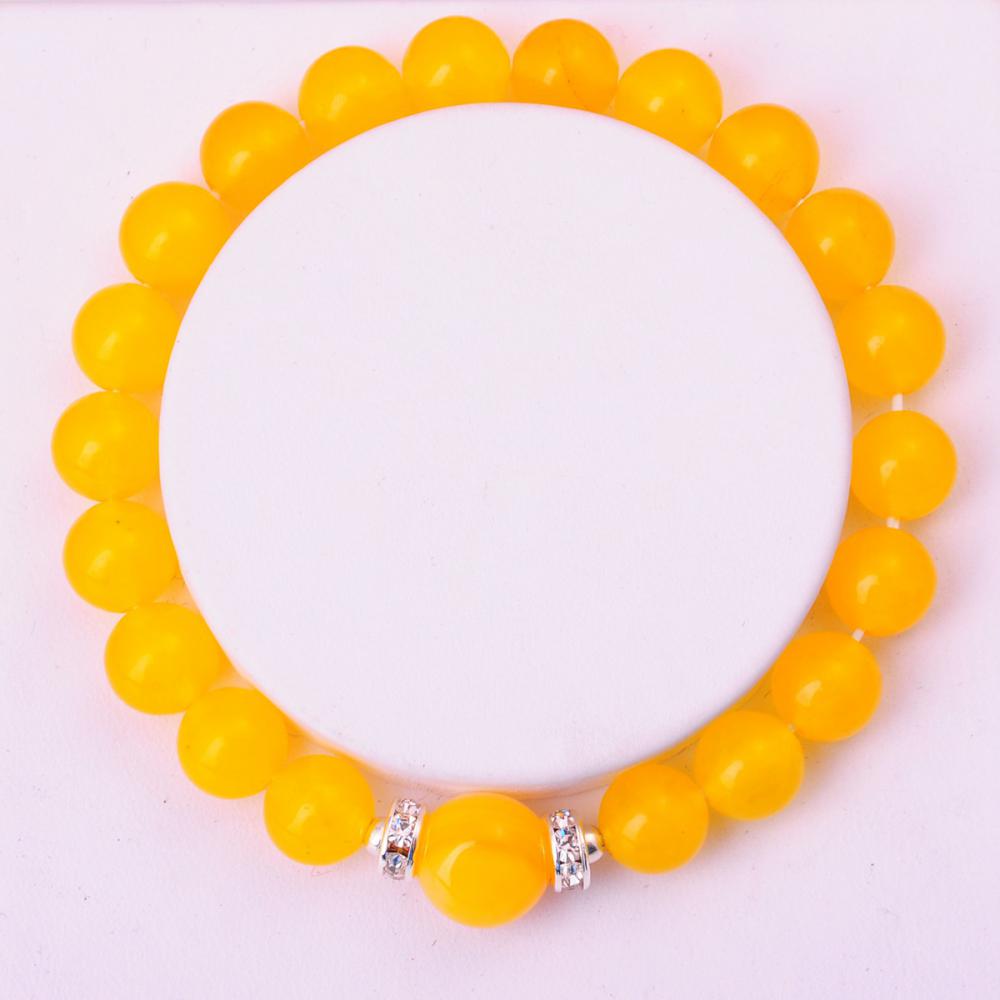 Bracelet de pierres précieuses en agate jaune de perles rondes 8MM