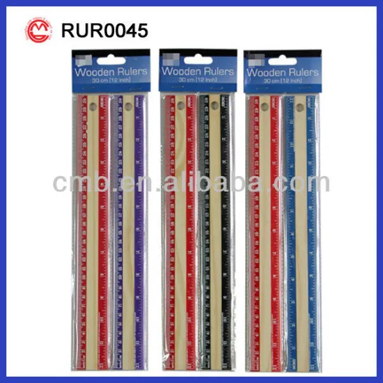 WOODEN RULER 30CM STRAIGHT RULER COLORFUL