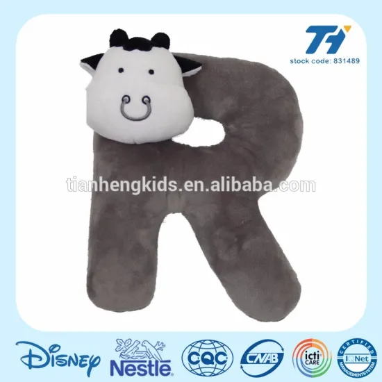 5 inch or 8 inch cow educational plush toys and R alphabet letter toys