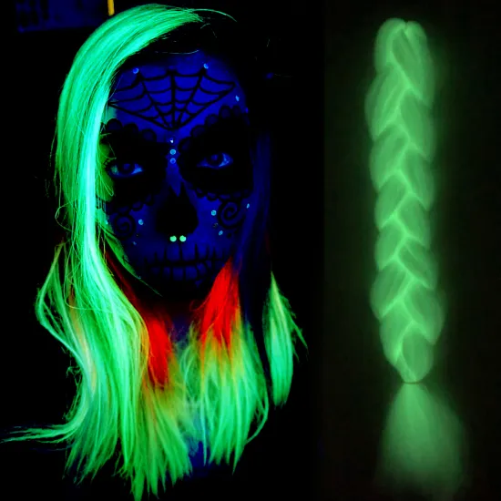 Cosplay Wholesale For Sale Long  Fluorescence Crochet Women Ladies Soft Styles Synthetic Cheap Ombre Colorful Braids For Hair