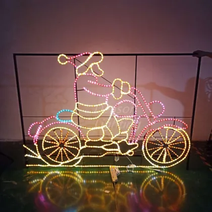 LED Motorcycle Santa Rope Lights Silhouette