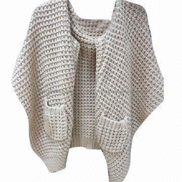 Acrylic Knitted Feminine with Pocket Shawl, Suitable for Ladies