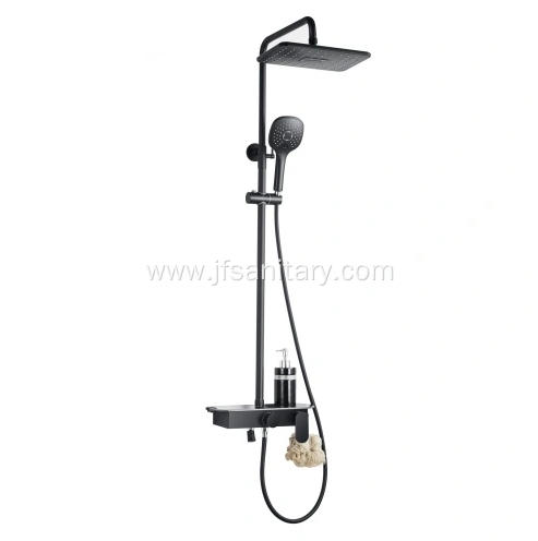 Black Shower Mixer Shelf With Toilet Sprayer