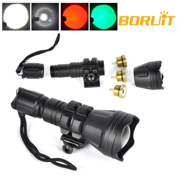 High Quality Zoomable White /Red -Green LED Flashlight For Rifle Hunting