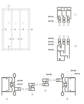 Aluminium profiles 55mm bathroom door