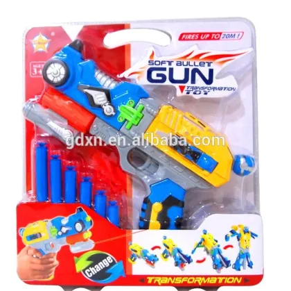 2015 happy kids transformation toy gun with soft bullet gun