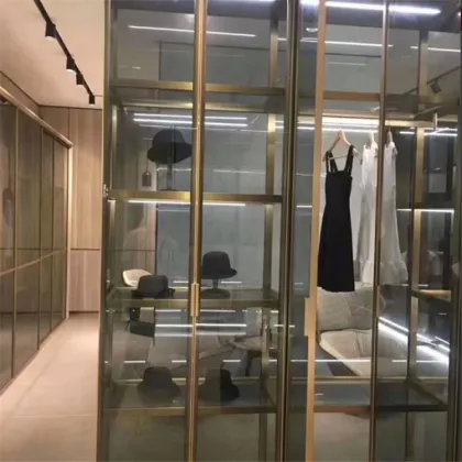 Aluminum Wardrobe Swing Glass Door Cabinet Profiles