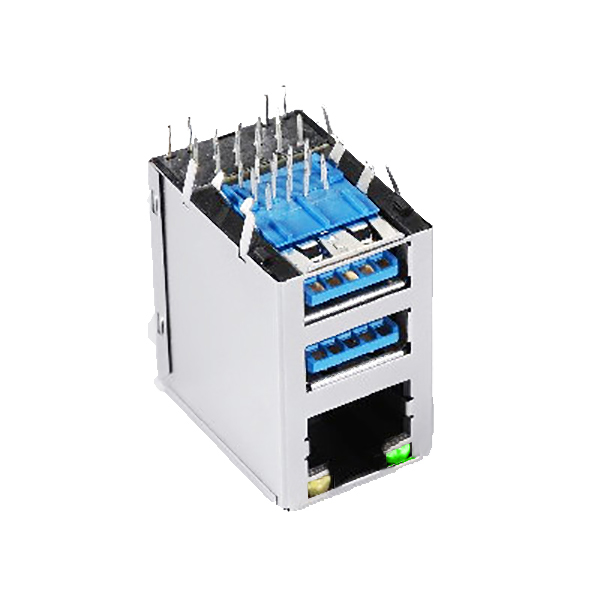 RJ45 ΜΕ TRANSFORMER JACK + USB3.0 GY LED