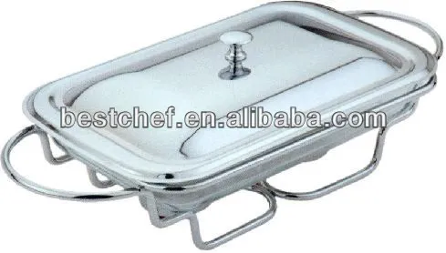 Rect food warmers with chorme line stand