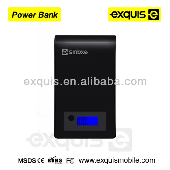 Big capacity 15000mAh Power Bank with LED light and indicate screen portable dual output black color