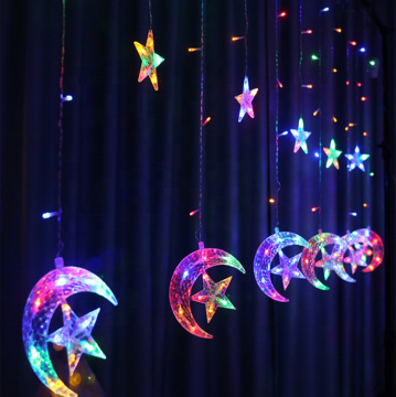 Moon Star String Light 138 LED Warm White Star Curtain Lights