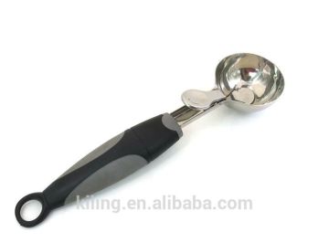 stainless steel ice cream spoon with plastic handle