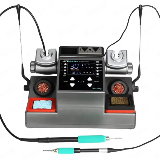 Professional AIFEN A902 Soldering Station with Dual Irons: Ideal for Mobile Phone and Electronic Product Repair, Compatible with 115/210/245 Tips