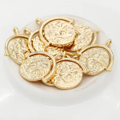 Jewelry Accessories 14K Gold Plated Coin Pendant for Necklace Making