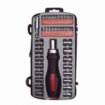 39-piece Tool Set, Made of Carbon Steel, 1 Piece Ratchet Handle