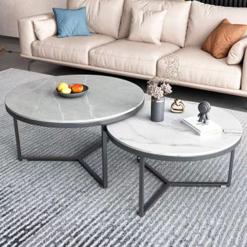 Luxury Round Shape Modern Living Room Furniture Side Marble Coffee Table with Legs
