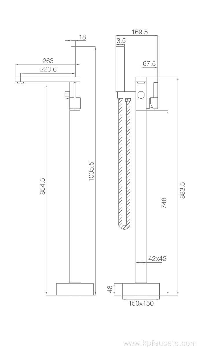 Floor Mount Brass Freestanding Bathtub Faucet