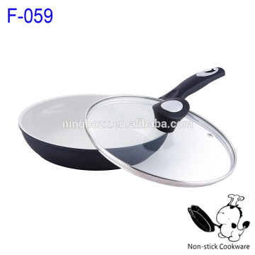 white ceramic wok balck forged nonstick ceramic fry pan with glass lid