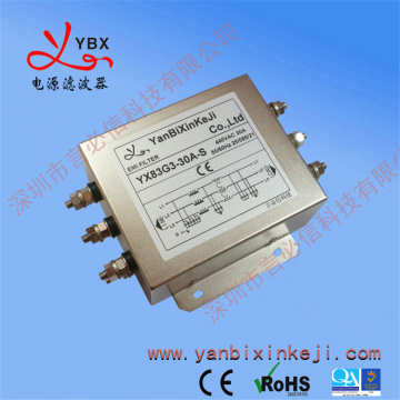 Manufacturer high performance 30A three phase double stage noise filter