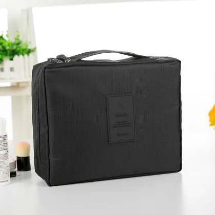 Multifunction Waterproof Portable Wash Bag - Black Cosmetics Travel Bag for Men