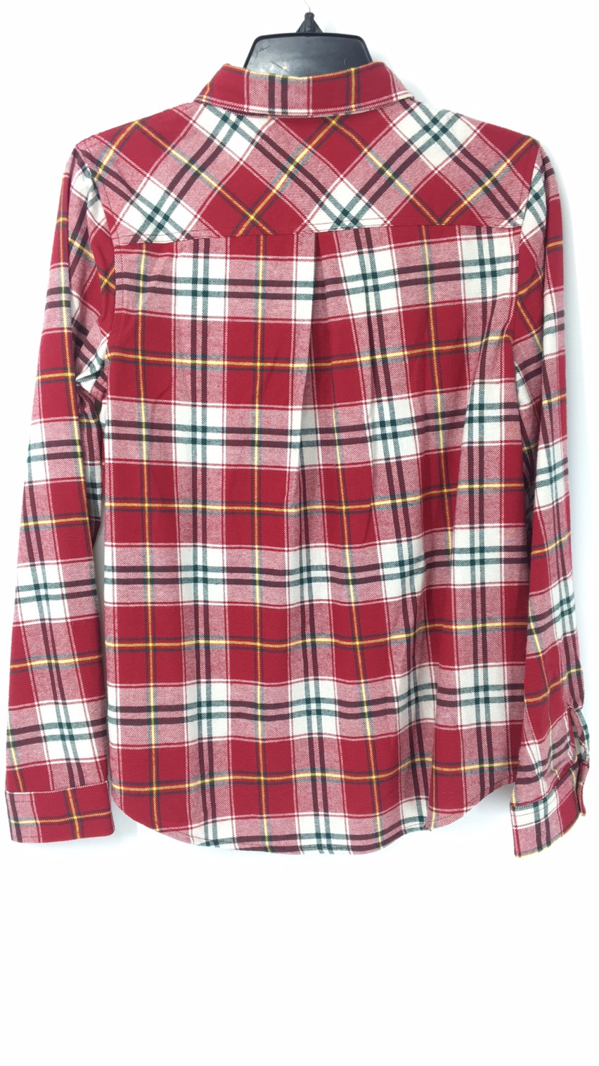 Women's Red and White Check Flannel Shirt