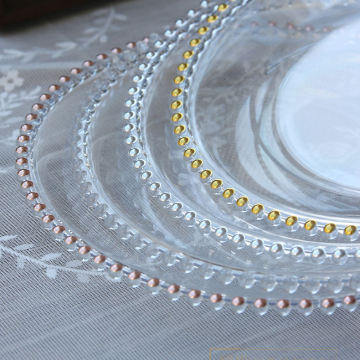 13 Inch Acrylic Charger Plate with Gold Beads for Wedding Dinner Events