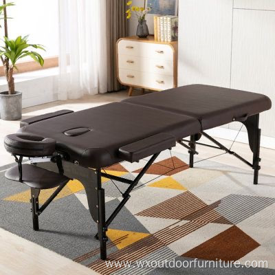 Portable Modern Adjustable Wood Frames Body Spa Facial Beauty Salon Folding Massage Bed with Storage Cabinet