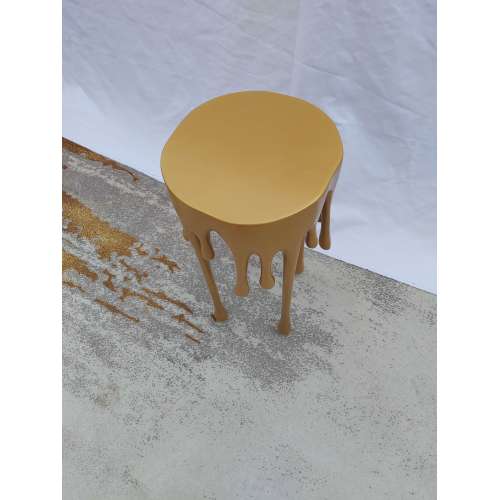 Modern Fiberglass Gold Metallic Drip End Side Table