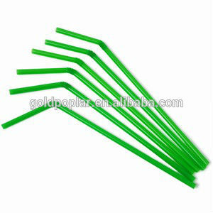 green color palstic material bendy flexible straw 24cm