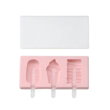 Ice Cream Shaped Silicone Popsicle Maker with Lid